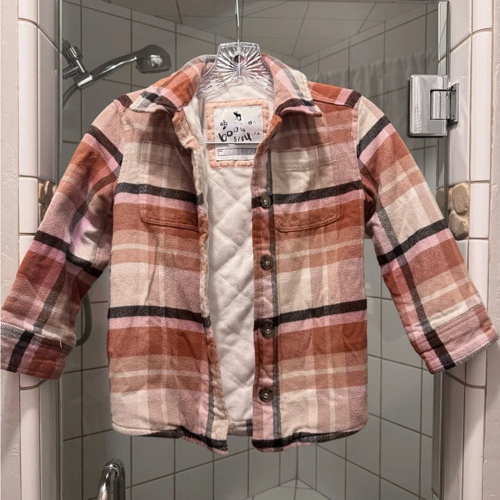 Abercrombie Kids Plaid Button-Up Jacket size 5/6